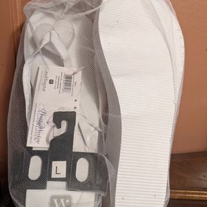 Pretty Wedge Flip Flops with monogram M NWT